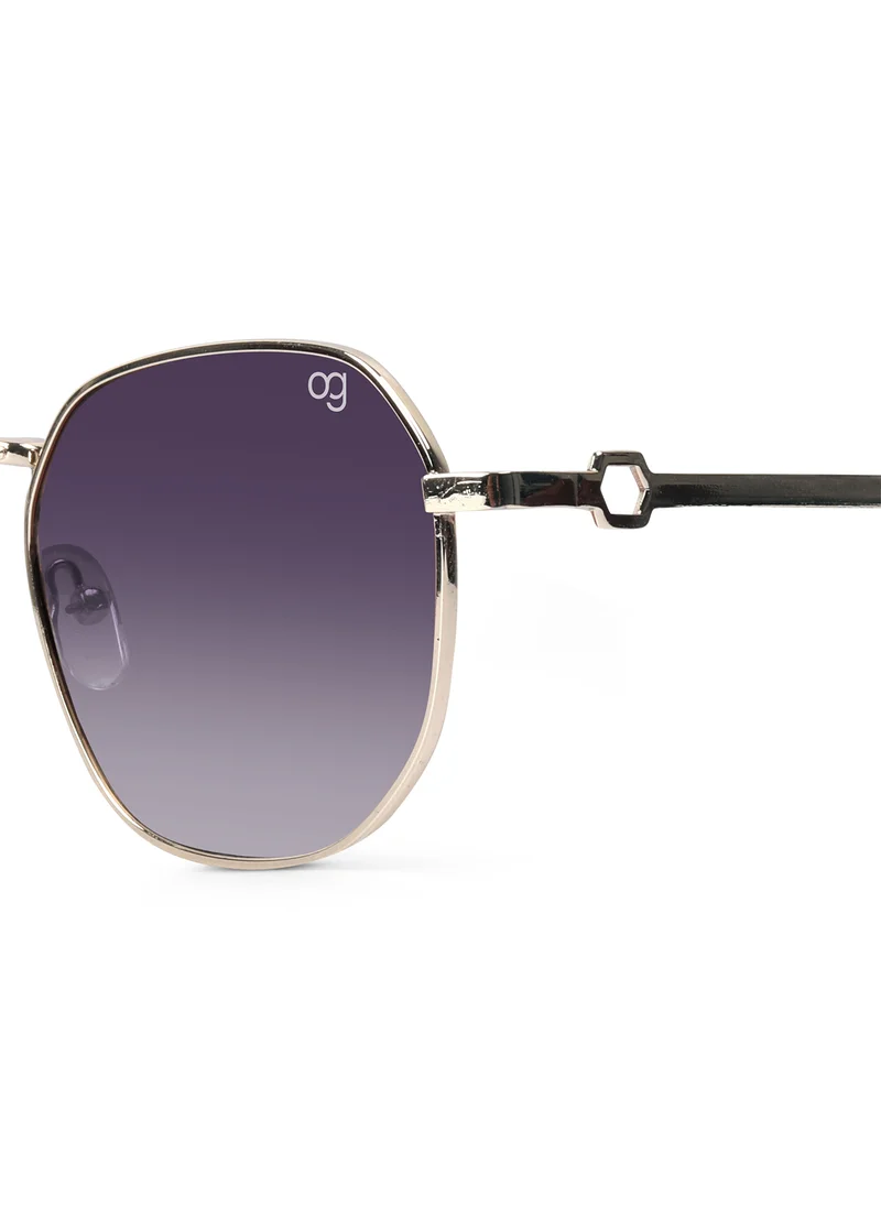 Woggles UV- Protected  Golden Hexagonal Sunglasses