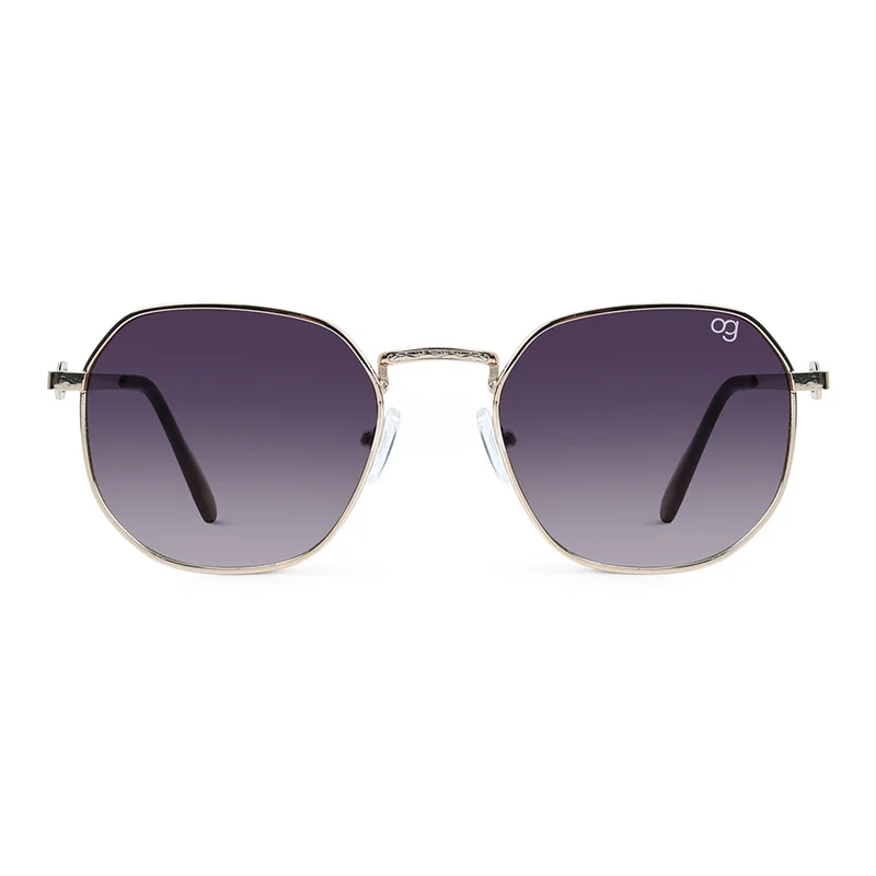 Woggles UV- Protected  Golden Hexagonal Sunglasses