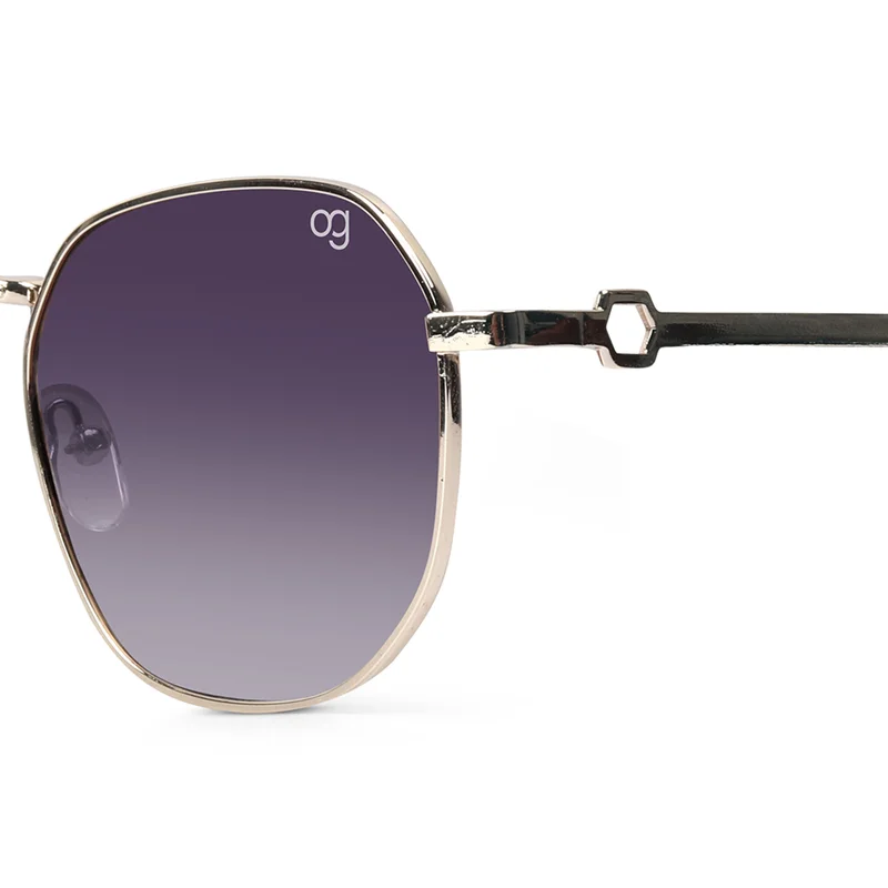 Woggles UV- Protected  Golden Hexagonal Sunglasses
