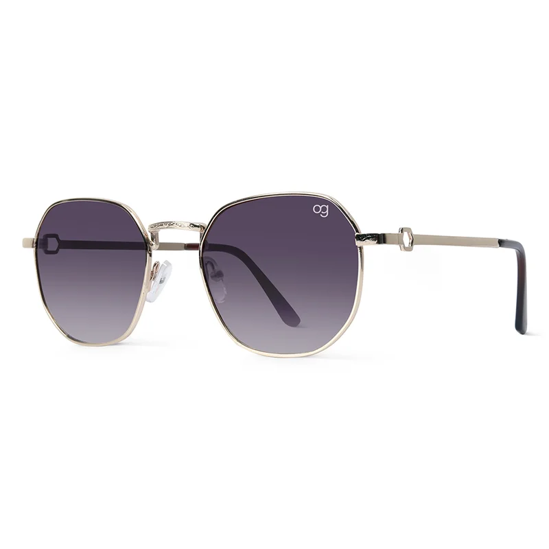 Woggles UV- Protected  Golden Hexagonal Sunglasses