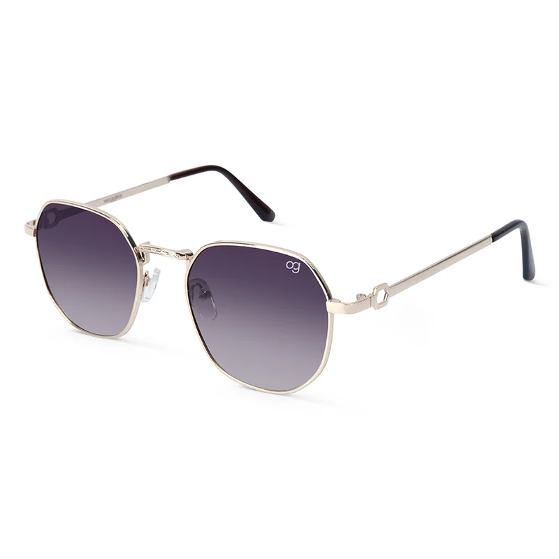 Woggles UV- Protected  Golden Hexagonal Sunglasses