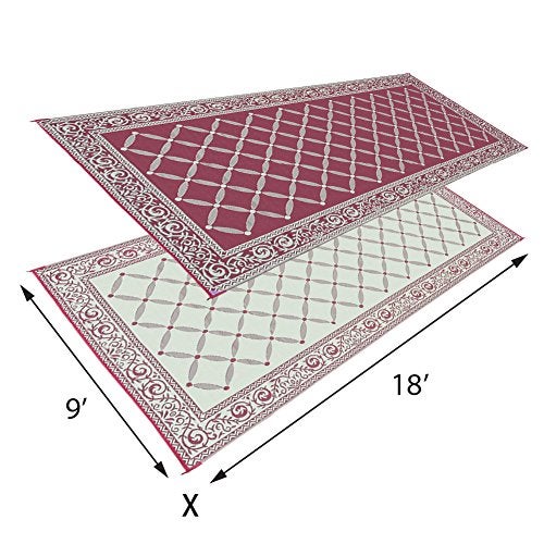 Stylish Camping 119185 9-feet by 18-feet Reversible Mat, Plastic Straw Rug, Large Floor Mat for Outdoors, RV, Patio, Backyard, Picnic, Beach, Camping (Burgundy/Beige) - Image 3