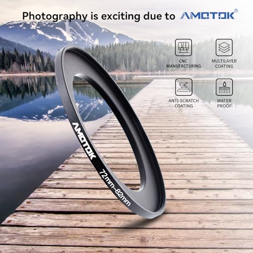 AMOTOK 72mm Lens to 82mm Camera Lens Adapter,72mm to 82mm Filter Step up Ring Adapter Ring,Compatible All 82mm Filter Accessory - Image 4