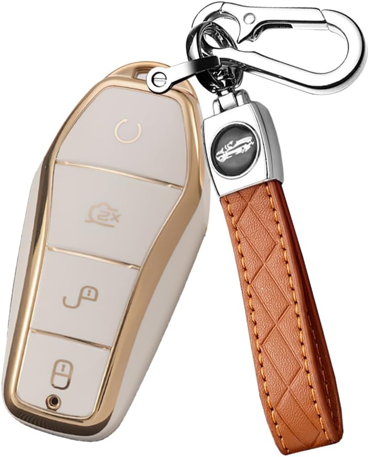 غطاء مفتاح سيارة ذكي من متوافق مع BYD، غطاء مفتاح وقائي لـ BYD Seal U وSealion 7 وSong Plus EV وAtto 2/3 وDolphin وHan وDenza D9، غطاء جهاز تحكم عن بعد، صندوق مفتاح من TPU بأربعة أزرار. - Image 1