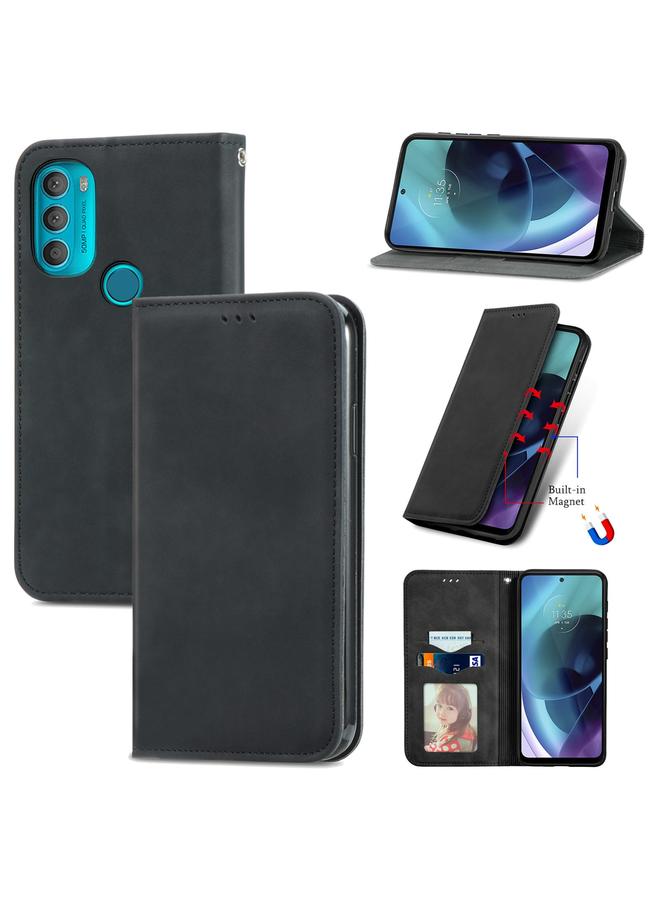 S-TOP Case For Motorola Moto G71 5G Retro Skin Feel Magnetic Horizontal Flip Leather Phone Case - Image 1