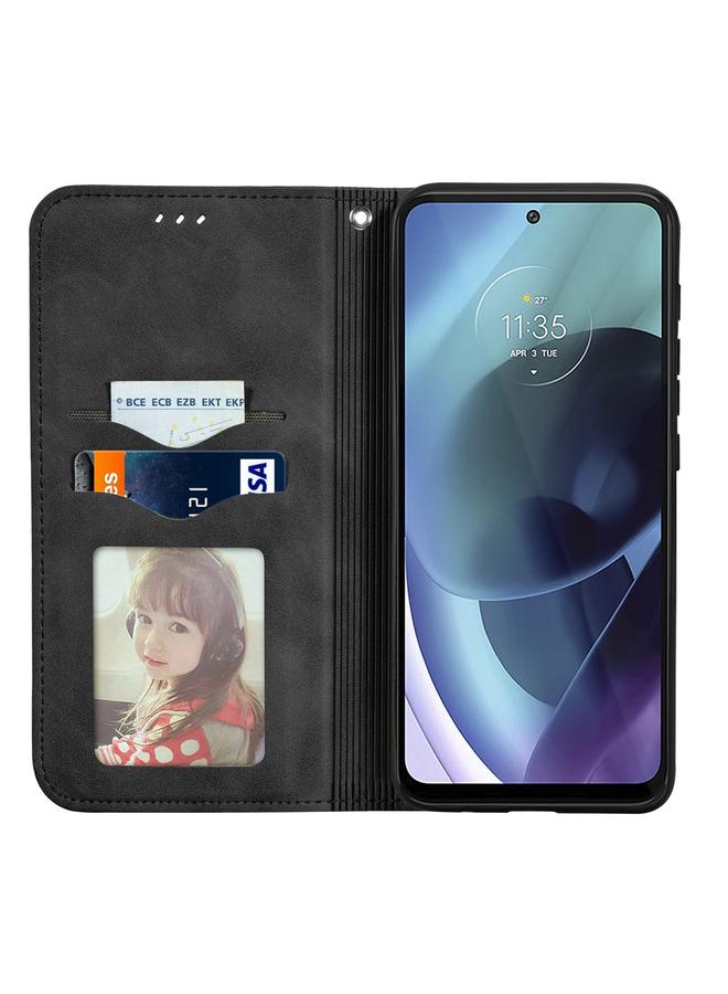 S-TOP Case For Motorola Moto G71 5G Retro Skin Feel Magnetic Horizontal Flip Leather Phone Case - Image 3