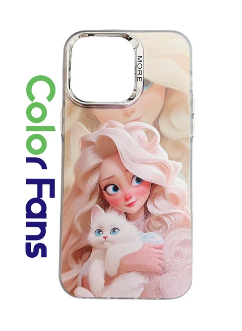 Case for iPhone 11 Electroplated Fluorescent Laser Phone shell with Cartoon Girl Pattern