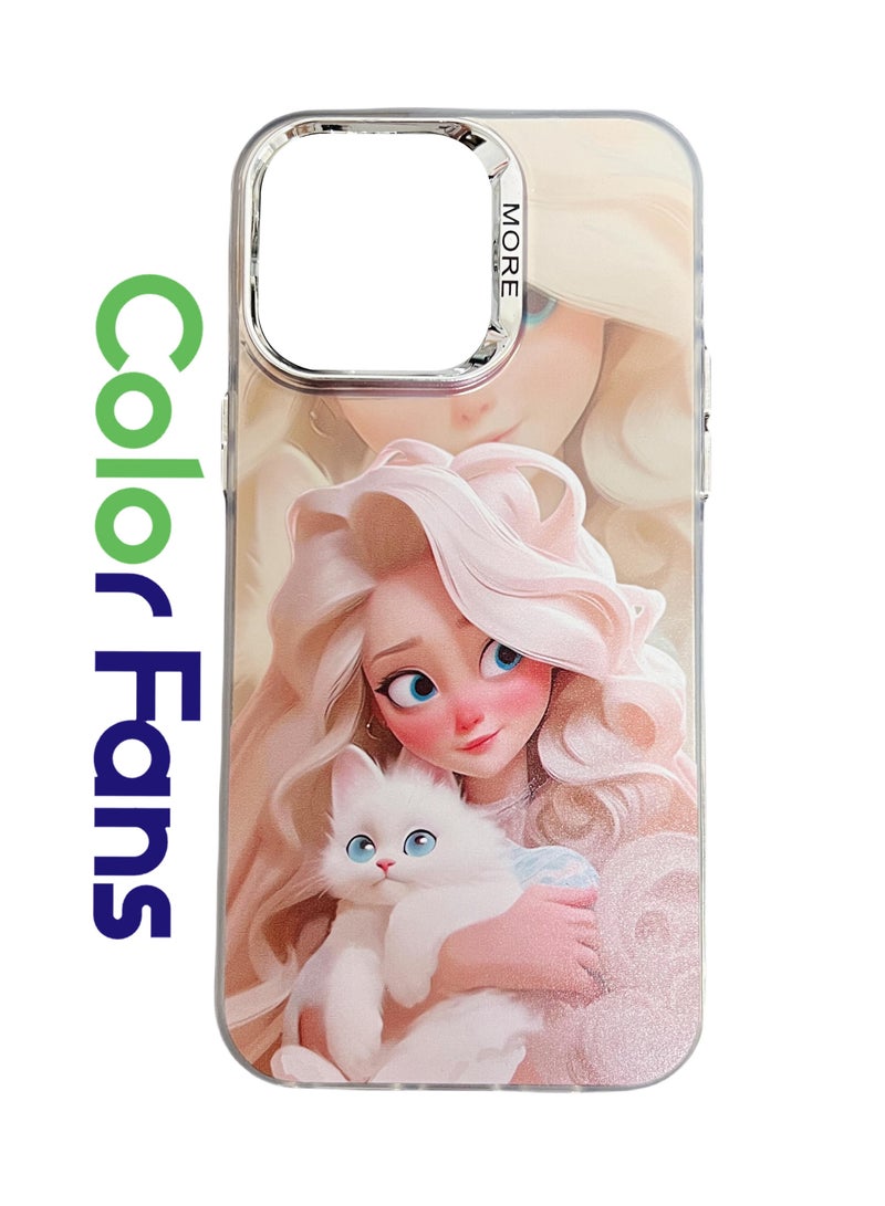 Case for iPhone 11 Electroplated Fluorescent Laser Phone shell with Cartoon Girl Pattern