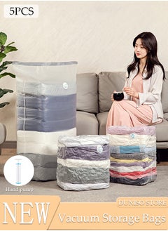 DUNISO Vacuum Space Saver Bag, 5 Pack Medium Size Reusable Vacuum Storage Bag(80 x 56 x 32 cm), Vacuum Seal Storage Bag with Hand Pump, Suitable for cotton quilt, blanket, clothing  - Image 1
