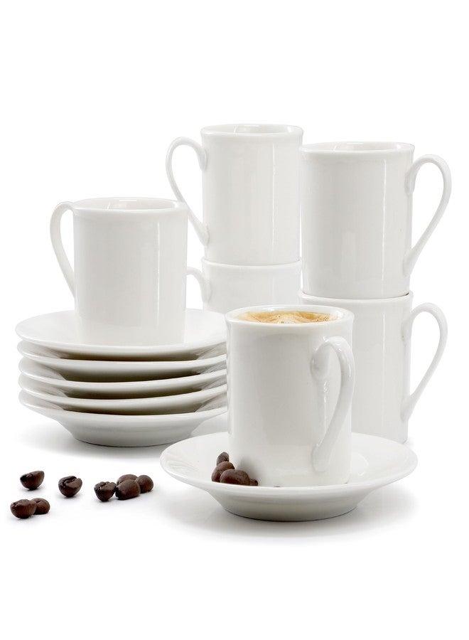 Elama Aspin 12 Piece 2.5 Ounce Porcelain Espresso Cup Set with Saucers, Coffee Set, Serveware Set, Drinkware, Tea Set (Aspin) - Image 1