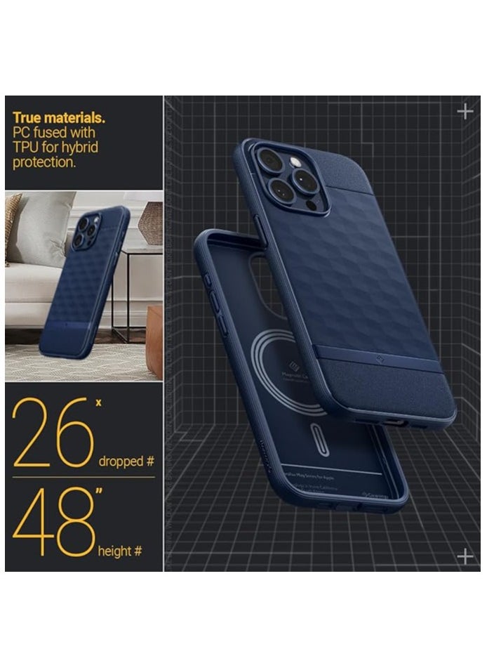 Caseology - Caseology Parallax Mag Case [MagSafe Compatible] for iPhone 15 Pro (2023), Grade Drop Tested, 3D Hexa Ergonomic Grip, Built-in Magnet – Midnight Blue - Image 1