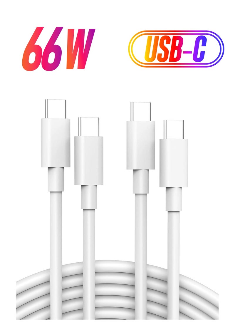 FLOWING 2 حزمة كابل USB C 1.8 متر، 66 واط توصيل الطاقة PD كابل شحن سريع USB C إلى USB C لهاتف iPhone 15 Pro/15 Pro Max/15/15 Plus، iPad mini 6، MacBook Pro/Air، iPad Pro، Samsung S23+، Huawei P60، الخ الأبيض  - Image 1