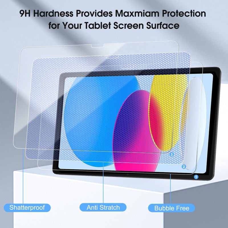 Qularlans 2 Pack Screen Protector for iPad 11th Generation A16 11 Inch (2025) & iPad 10th Generation 10.9 Inch (2022), 9H Tempered Glass Film, Anti-Scratch, HD Clear, Bubble-Free, Apple Pencil Compatible, Case Friendly - Image 2