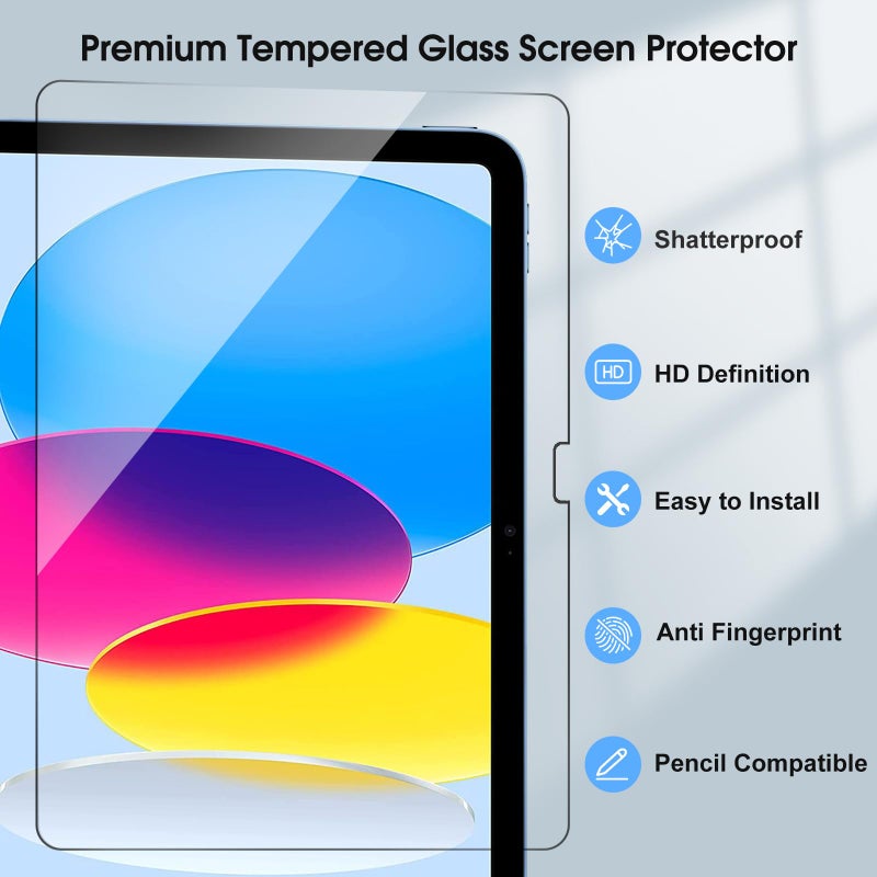 Qularlans 2 Pack Screen Protector for iPad 11th Generation A16 11 Inch (2025) & iPad 10th Generation 10.9 Inch (2022), 9H Tempered Glass Film, Anti-Scratch, HD Clear, Bubble-Free, Apple Pencil Compatible, Case Friendly - Image 4
