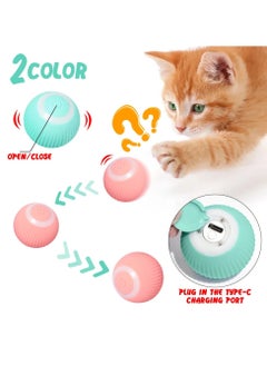 AROAQ Automatic Rolling Cat Toy Self-propelled Training Kitten Interactive Play Indoor Smart Electric Cat Ball Toy Supplies ( 2 Pcs 1Blue And 1 Pink )  - Image 2