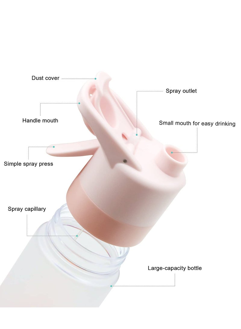 KASTWAVE Mist Spray Water Bottle, 650ml Sports Water Bottle Reusable Fitness Water Jug Multifunctional Spray Water Cup with Mist Hydration (Pink) - Image 2