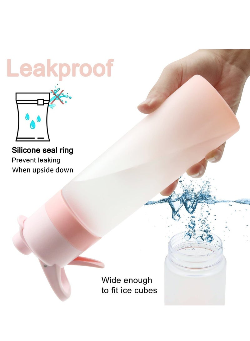 KASTWAVE Mist Spray Water Bottle, 650ml Sports Water Bottle Reusable Fitness Water Jug Multifunctional Spray Water Cup with Mist Hydration (Pink) - Image 3