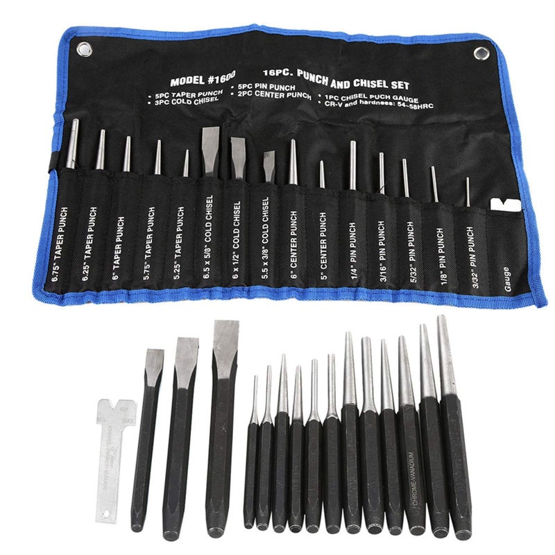 16Pcs Mechanics Punches and Chisel Set Pin Centre Taper Cold Gauge - Image 2
