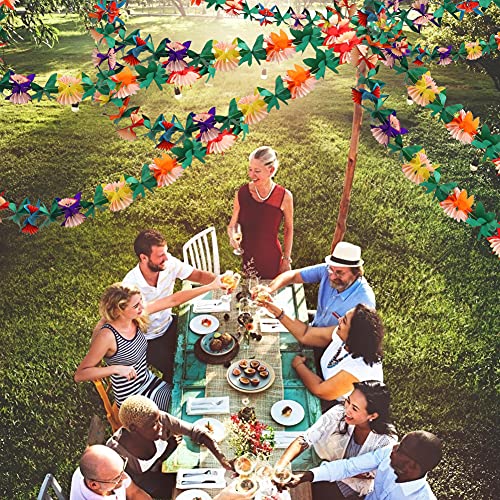 FUTUREPLUSX 2 Pack Tropical Garland Party Decorations, 20ft Multicolored Tissue Paper Hibiscus Flower Summer Banner for Birthday Beach Theme Luau Moana Hawaiian Party Supplies Jungle Decor - Image 5