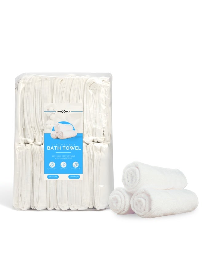 نيكسو مناشف استحمام يمكن التخلص منها من Nexso | عبوة من 25 منشفة فائقة النعومة وسريعة الامتصاص والتجفيف | مناشف صحية للاستخدام الفردي في المنزل، السفر، الفنادق، الصالات الرياضية والمنتجعات | صديقة للبيئة وآمنة على البشرة وخفيفة الوزن - Image 1
