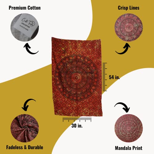 Craft Trade Small Cotton Tapestry - Aesthetic Wall Hanging Bedsheet Psychedelic Wall Tapestry Indian Bedsheet Hippie Bedroom Wall Decor Bohemian Wall Art Boho Home Decoration - 30x40 Inches - Image 4