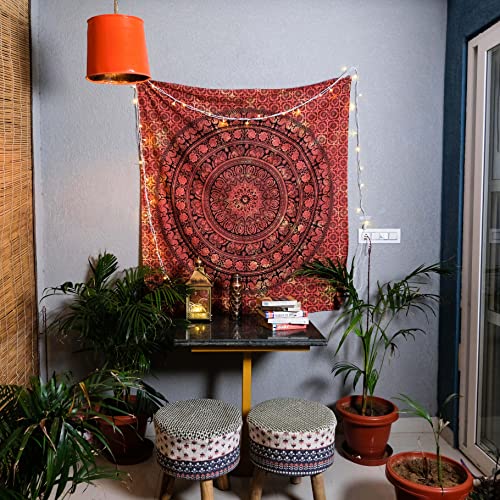 Craft Trade Small Cotton Tapestry - Aesthetic Wall Hanging Bedsheet Psychedelic Wall Tapestry Indian Bedsheet Hippie Bedroom Wall Decor Bohemian Wall Art Boho Home Decoration - 30x40 Inches - Image 3