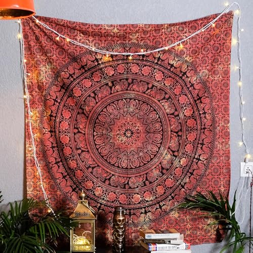 Craft Trade Small Cotton Tapestry - Aesthetic Wall Hanging Bedsheet Psychedelic Wall Tapestry Indian Bedsheet Hippie Bedroom Wall Decor Bohemian Wall Art Boho Home Decoration - 30x40 Inches - Image 1