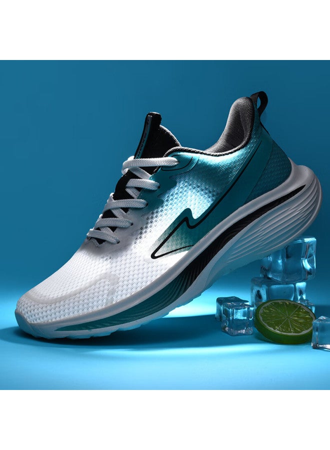 Double Star Eight Special Men's Summer Casual Shoes Men's Breathable Casual Shoes Lightweight Trendy Mesh Running Shoes White Blue Size 40 - Image 2