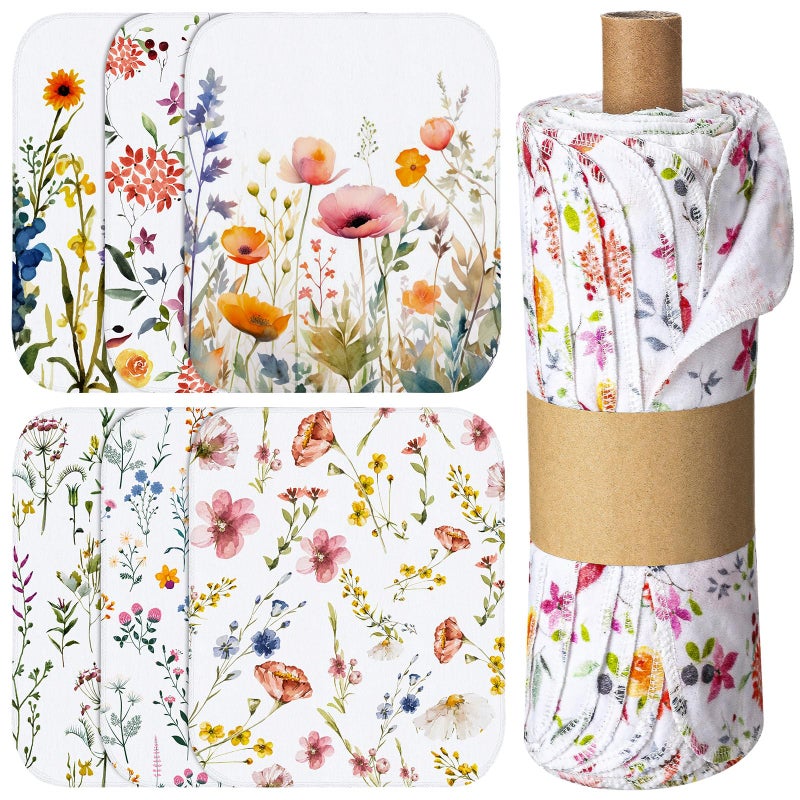 Noveread 60 Pack Reusable Cleaning Cloths Washable Cotton Kitchen Dish Towels for Home Party Supplies Bulk, 9.84x11.81in (Wildflowers) - Image 1