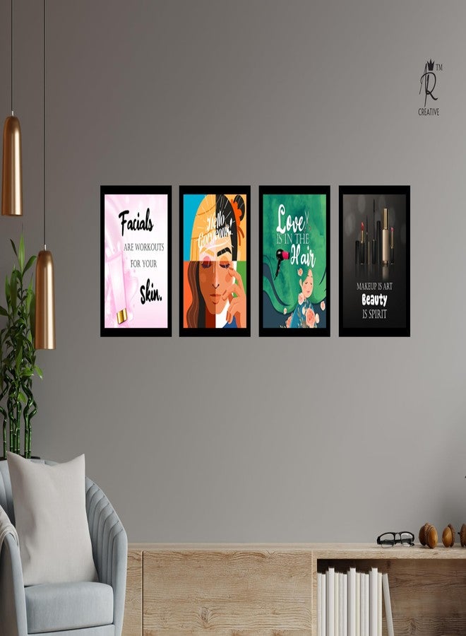 AR Creative Synthetic Fiber Beauty Parlour Wall Frames - Saloon Wall Poster - Saloon Wall Decoration Framed Posters - Hair Saloon Wall Decoration Posters (10 inch x 10 inch), Set Of 4 - Image 2