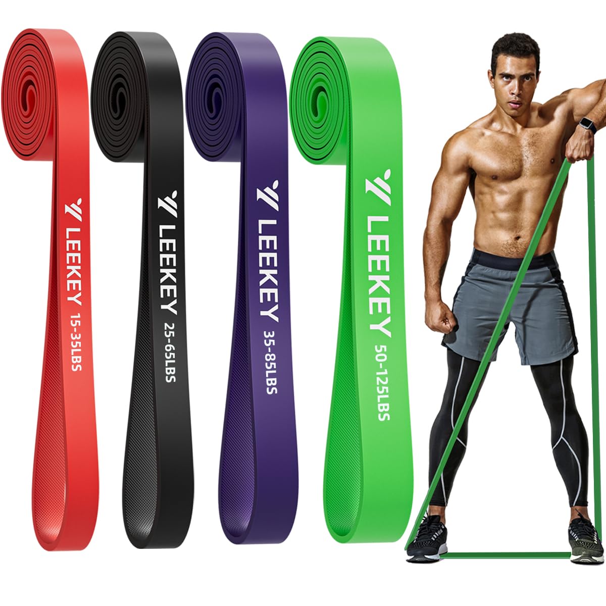 LEEKEY Resistance Band Set Pull Up Assist Bands with NonSlip TextureStretch Resistance Band Exercise Bands Mobility Band Powerlifting Bands for Resistance Training
