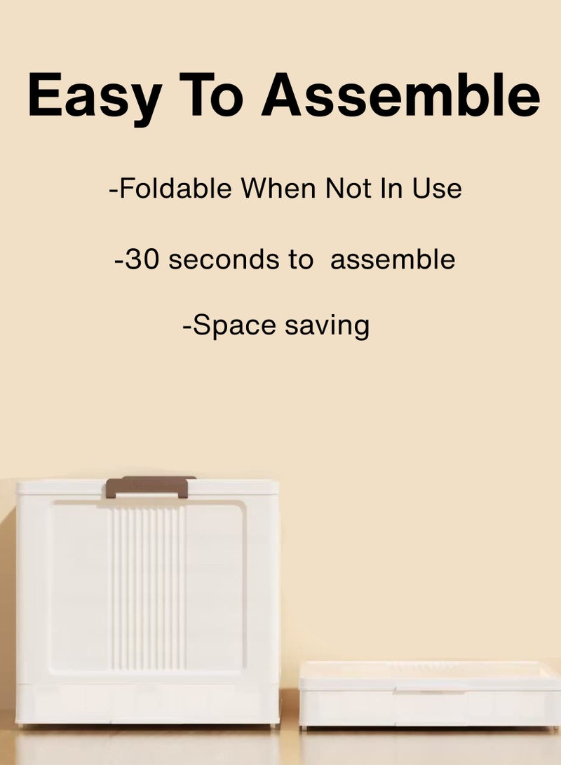 Toshonics 5-Tier Stackable Storage Bins Featuring Foldable Doors, Wheels, and Premium Design For Bedroom Kitchen Dorm Toys Room Office  - Image 3