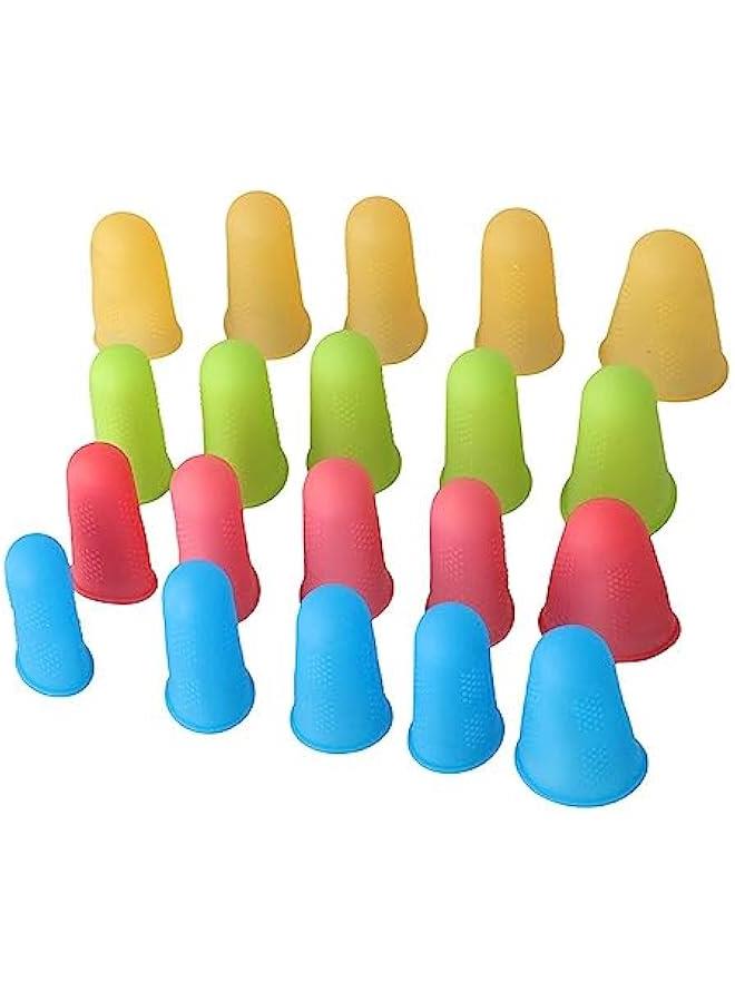 Generic 20 Pcs Silicone Finger Caps for Hot Glue Gun,Reusable Finger Protectors Covers, Adhesives Sewing Crafts Embroidery Needlework Tool, 3 Sizes/4Color - Image 1