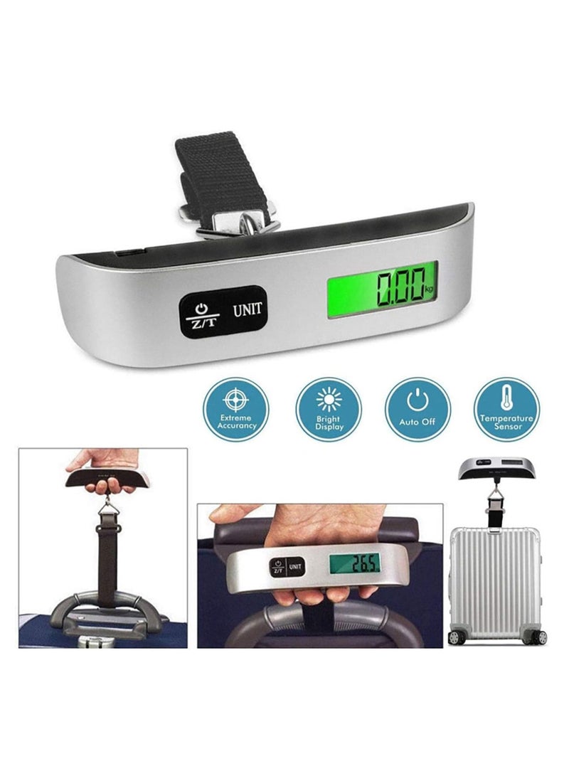 Digital Luggage Scale, Portable Luggage Weight Scale, Hanging Luggage Scale for Travel, Luggage Scale with Temperature Measurement Function 110 Lbs/50 Kg Capacity Grey - Image 2
