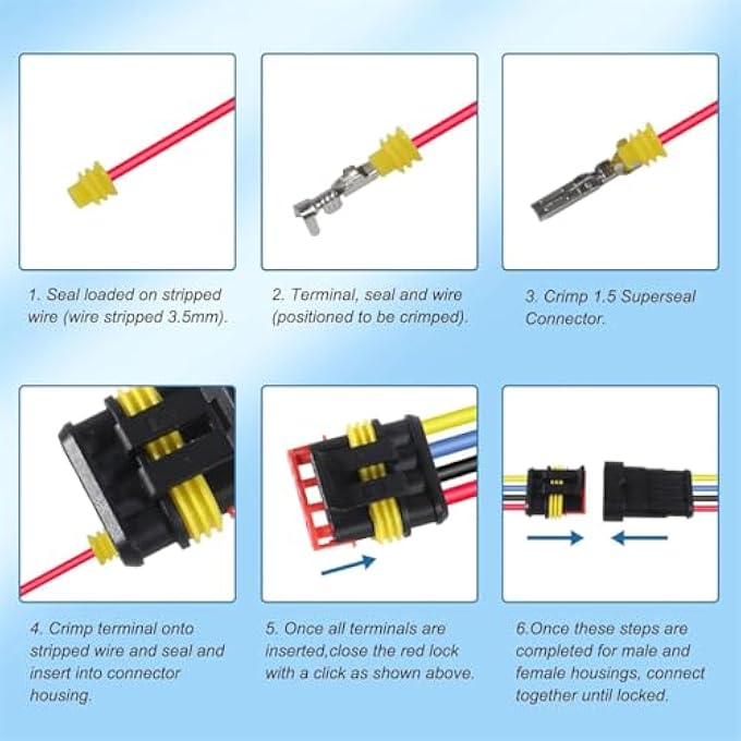 KWSLIN 352 Pack Automotive Electrical Wire Connectors Waterproof Car Electrical Wire Connector Terminals 12  34 Pin Electrical Wire Connectors Plug Kit For Car Motorcycles Yacht - Image 5