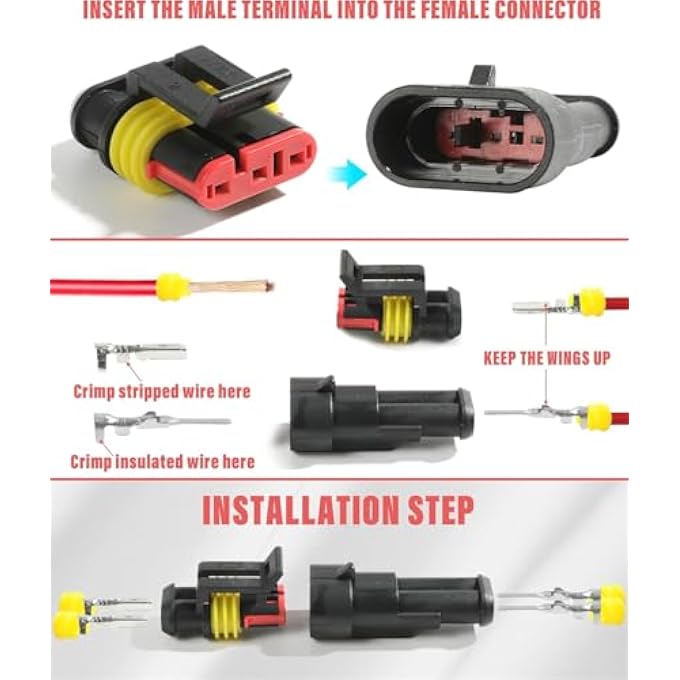 KWSLIN 352 Pack Automotive Electrical Wire Connectors Waterproof Car Electrical Wire Connector Terminals 12  34 Pin Electrical Wire Connectors Plug Kit For Car Motorcycles Yacht - Image 4