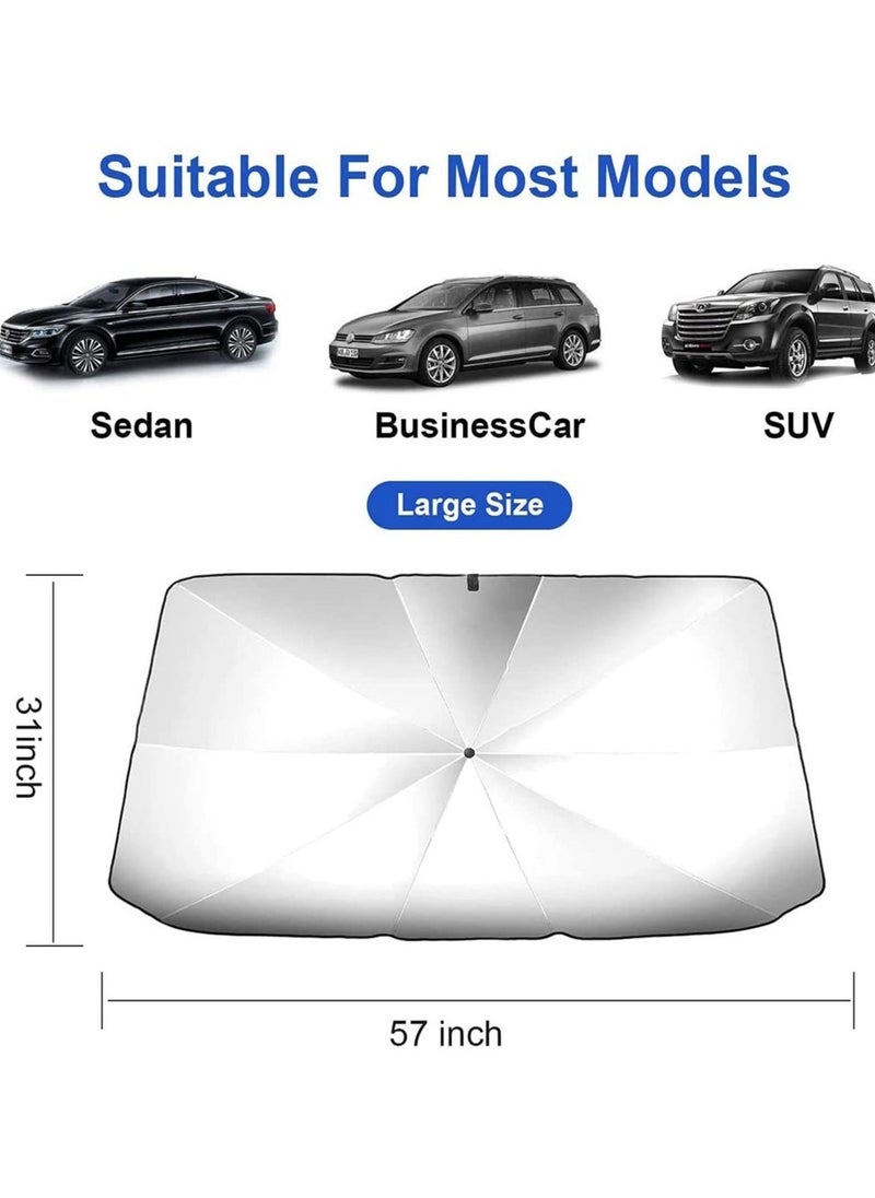 ELTRAZONE Upgraded Car Sun Shade for Windshield Foldable Sunshades Umbrella for Car Front Windshield, Easy to Store and Use Protect Vehicle from UV Sun and Heat Fits Windshields of Various Sizes (57'' x 31'') - Image 4