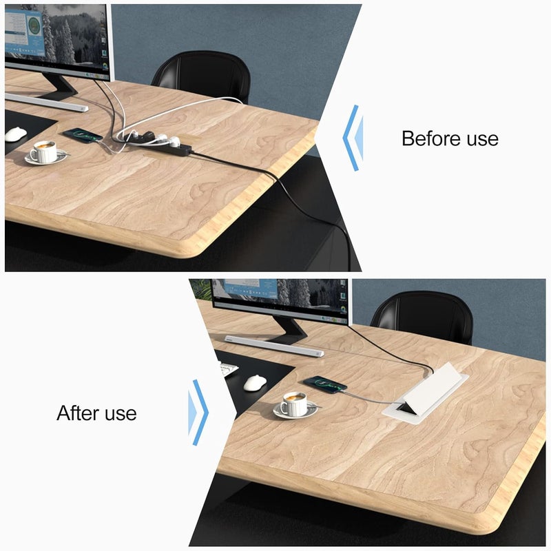 CPROSP Recessed Socket for Worktop White Kitchen Power Strip with 2 Sockets + 2 Sockets + 2 USB/Connector/Cable 1.8m - Image 5