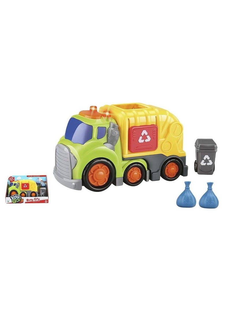 Kiddy Go Busy City Garbage Truck With Ligh And Sound - Yellow - DHTS10332 - Image 1