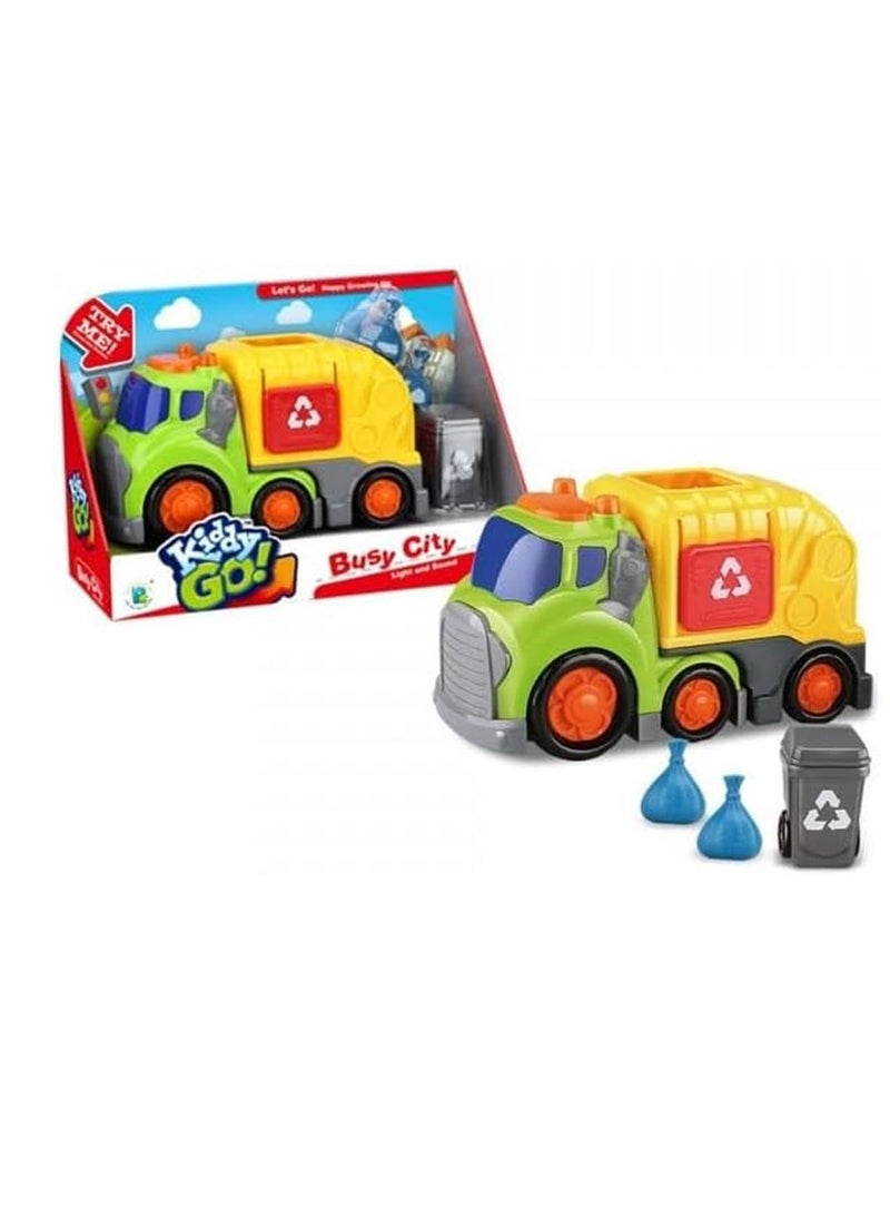 Kiddy Go Busy City Garbage Truck With Ligh And Sound - Yellow - DHTS10332 - Image 2