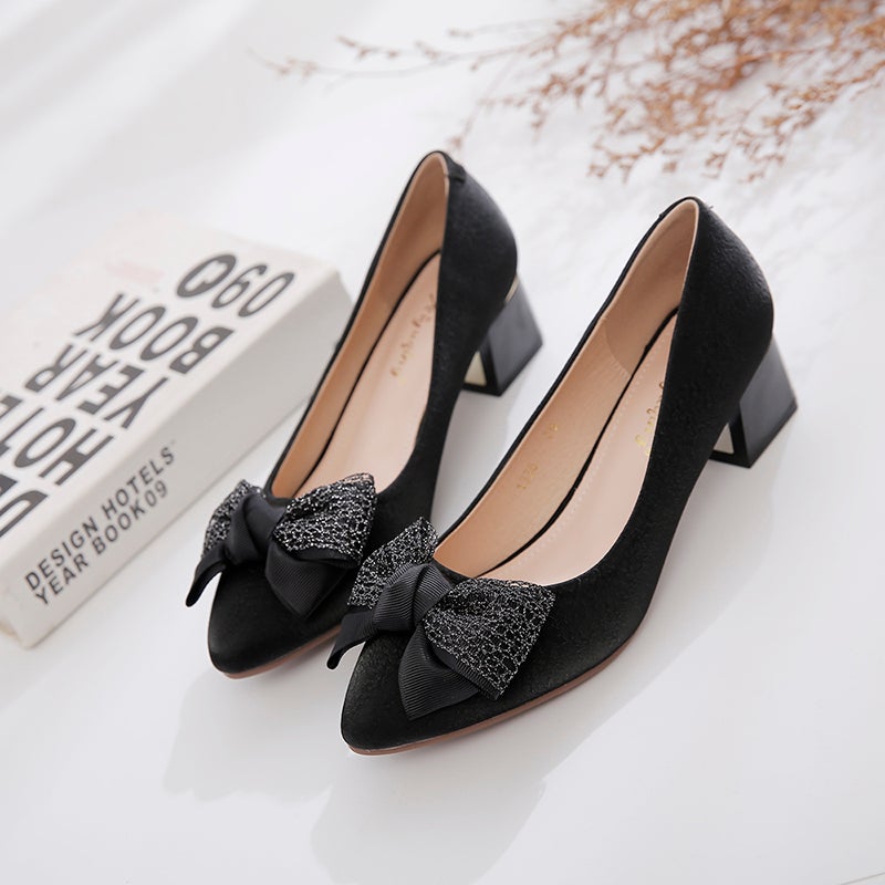 Autumn 2025 Korean Style New Shallow Chic Heel Youth French High Heels Popular Fashion Bow Elegant Single-Layer Shoes - Image 5