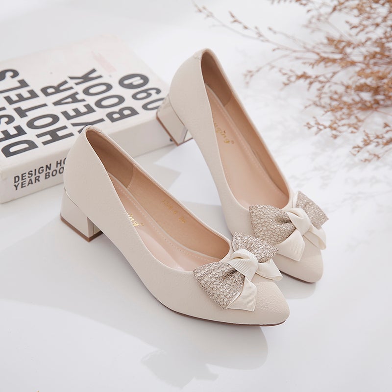 Autumn 2025 Korean Style New Shallow Chic Heel Youth French High Heels Popular Fashion Bow Elegant Single-Layer Shoes - Image 2