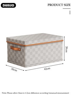 DUNISO 3 Pack Closet Storage Box with Lid and Handle, Stackable Wardrobe Clothes Organizer, Foldable Closet Storage Basket, Cube Storage Bins for Clothing, T-Shirt, Jeans, Sweaters, Toys & Books (18L)  - Image 4