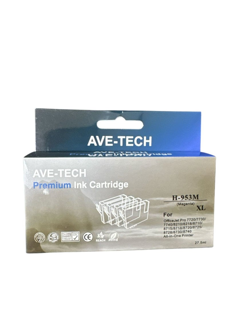AVE-TECH PREMIUM INK 953XL MAGENTA / Pages 2000 / For Used In HP / OFFICE JET PRO 7720/7730/7740/8210/8218/8710/8715/8718/8720/8725/8728/8730/8740 