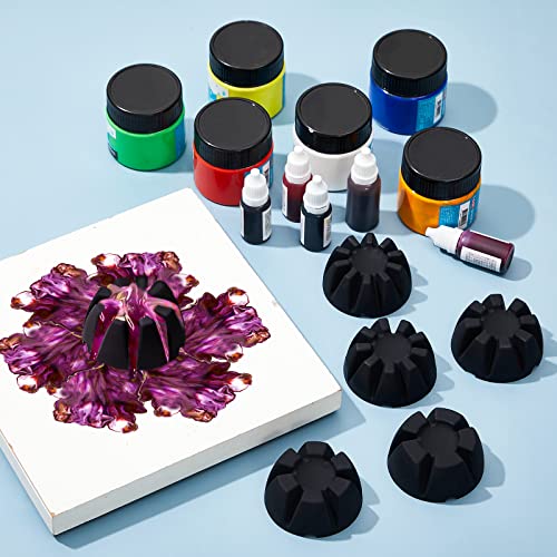 Vesici 6 Pieces Flower Pour Cup for Paint Pouring 6/7/8/9/10 Slot Acrylic Paint Tools Supplies Flower Strainer for DIY and Creating Patterns Art Supplies(Black) - Image 5