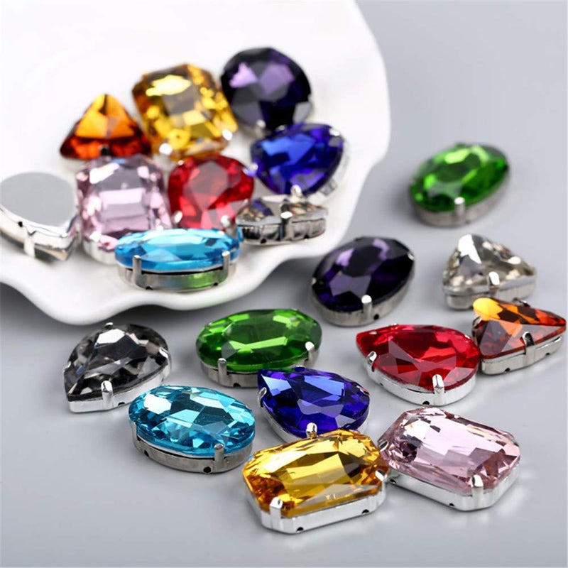 Choupee Sew On Rhinestones, Choupee 130PCS Sew On Glass Rhinestone Metal Back Prong Setting Sewing Claw Rhinestone Mixed Shapes for Costume, Clothes, Garments, Dress, Earring, Belt and Shoes - Image 3