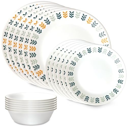 Corelle Vitrelle 18 Piece Glass Dinnerware Sets Service for 6, Triple Layer Chip & Crack Resistant Glass Plate and Bowl Sets, Anders - Image 1