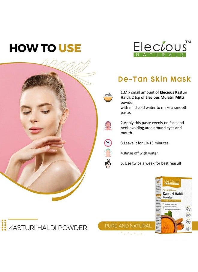 Elecious - Kasturi Haldi Powder For Face (100 Grams) ; Wild Turmeric Powder For Glowing Skin ; Kasturi Manjal ; 100% Natural Chemicalfree Perseverativefree Nongmo - Image 1