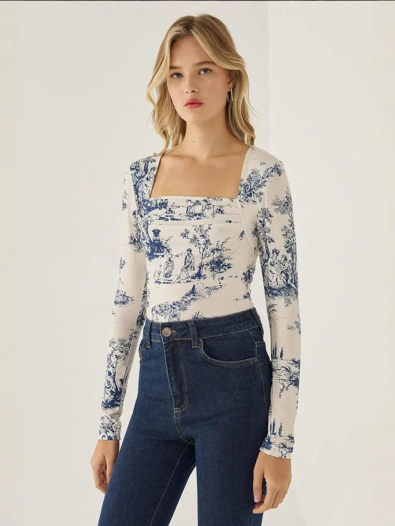 Hiccup Maya Blue Ruched Top for Women | Best Price UAE