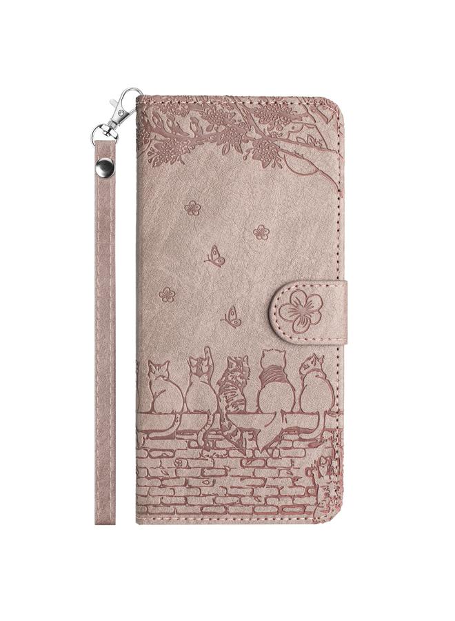 S-TOP Case For iPhone 15 Plus Cat Embossing Pattern Leather Phone Case with Lanyard - Image 2